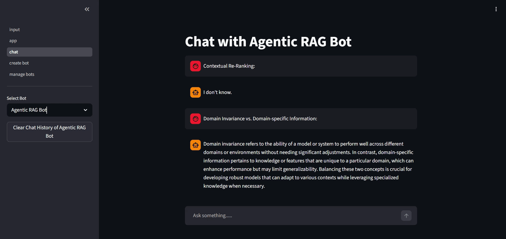 Isolated multi-bot RAG system interface